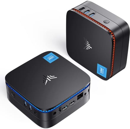 NIPOGI AK1Plus 4K Mini PC - Intel N5030 - tot 3,1 GHz - 8GB LPDDR4 256GB M.2 SSD - Windows 11 Pro Desktop Computer - 2× HDMI - WiFi 5