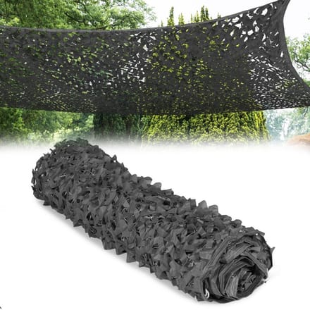 3x4m, rechthoekig - schaduwzeil - camouflage design parasol - zwart
