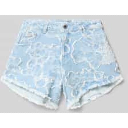 Korte jeans met franjerand en labeldetail