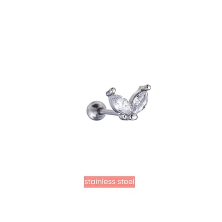 Go Dutch Label Oorknoppen vlinder witte steen Zilver