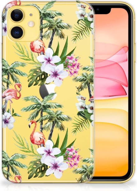 Apple iPhone 11 TPU Hoesje Flamingo Palms