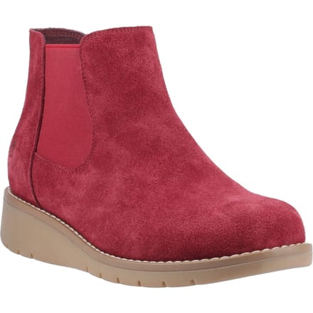 Hush Puppies Leonie Suède Dames Bordo Platte Chelsea Boots