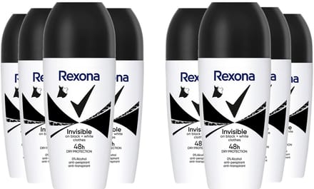 Rexona Deo Roller – Invisible Black & White - Voordeelverpakking 8 x 50 ml