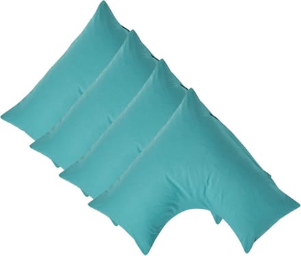 Homescapes Percale Katoen V-Kussensloop Set van 4 - Petrol - 100% Egyptisch Katoen - 200TC - 38 x 76 cm