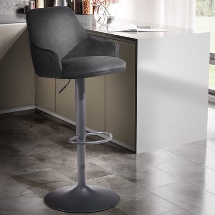 Barkruk zwart fluweel 106 cm verstelbaar - WL7.007