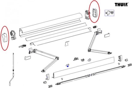 Thule Eindkap Mainhousing LH+RH 4900 Geanodiseerd