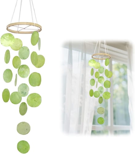 Boho Windgong met Dromenvanger van Moeder van Parel voor Tuin en Buitenruimte Decoratie (Groen)