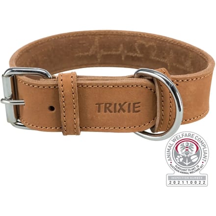 Halsband in gewaxt en distressed lederen hartslag Trixie