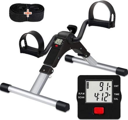 Pedaaltrainer Onder Bureau - Mini Hometrainer - Actief Blijven - Inklapbaar en Draagbaar - Met LCD Scherm - Zwart
