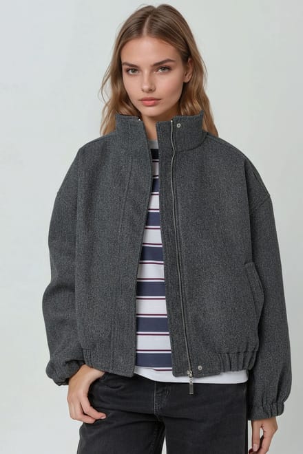 Oversized Coltrui Textuur Jacket