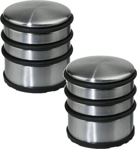 2x Stuks ronde deurstopper 7 x 7,5 cm van metaal - Deurstop