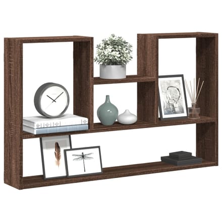 vidaXL - Wandschap - 99x15x60 - cm - bewerkt - hout - bruin - eikenkleurig