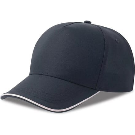 Atlantis Headwear Recy Five Piping Cap AT129 - Navy/White - One size