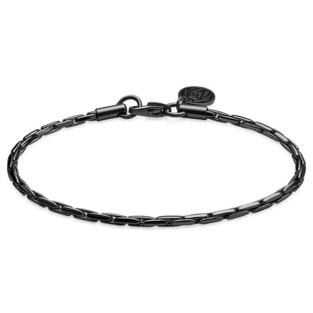 Essentials | 3 mm Gunmetal Zwarte Armband met Rechthoekige Venetiaanse Schakels