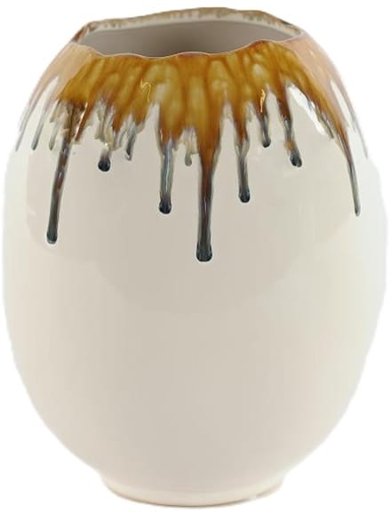 Rasteli Bloempot Egg Geel-Wit D 17 cm H 21 cm