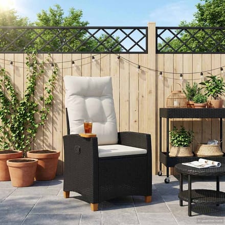 vidaXL - Verstelbare - stoel - met - theetafel - poly - rattan