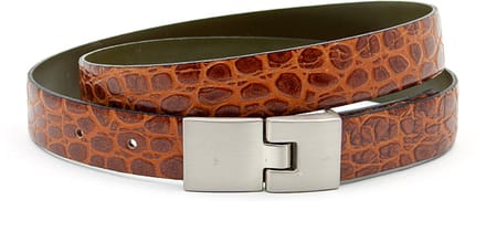 Dames riem kroko cognac - 2 cm breed - Leer - Smalle riem - Casual - Maat 85
