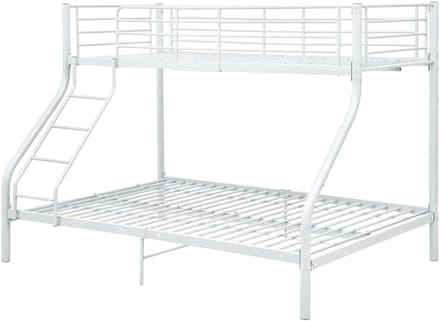 Stapelbedframe Metaal - Kinderbed Ledikant - Ruimte Besparen - Veiligheidsrails Ladder - 140x200 90x200 - Wit