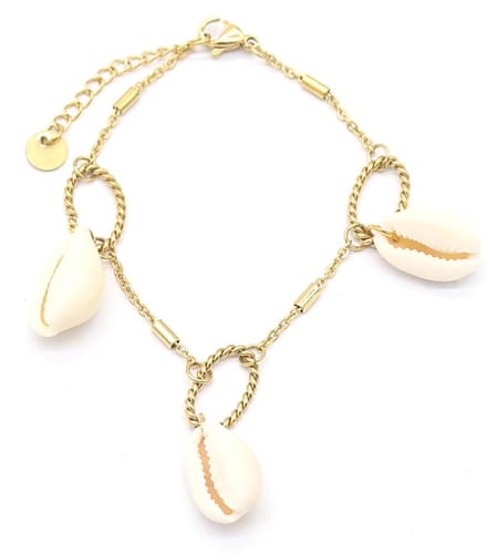 Armband Dames - Schelpen - RVS - Lengte Verstelbaar 16-20 cm - Goudkleurig