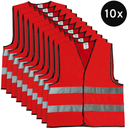 Mexxo Veiligheidshesje rood - set van 10 - one size - reflecterend - 100% polyester