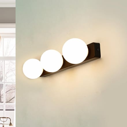 Licht-Erlebnisse - Brazos - Wandlamp - G9 - van - Metaal Glas - in - Zwart wit