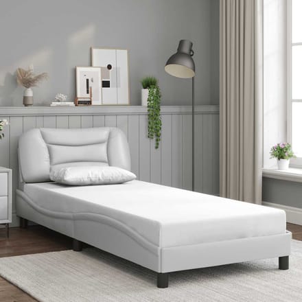 vidaXL - Bedframe - zonder - matras - "Hvar" - kunstleer - wit - 90x190 - cm