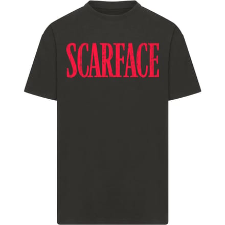 Merchcode Scarface - Distressed Logo Oversize Heren Tshirt - M - Zwart