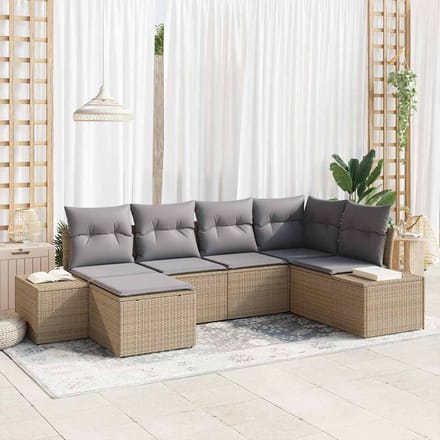 vidaXL Tuin Sofa Set 6 st Beige en Grijs poly rattan