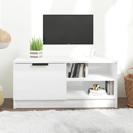 vidaXL - Tv-meubel - 80x35x36,5 - cm - bewerkt - hout - hoogglans - wit