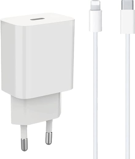 20w Oplader geschikt voor iPhone & iPad + Lightning naar usb C kabel - 1 Meter - Snellader - Power Delivery