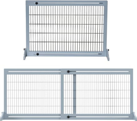 PawHut - Houten Hondenhek - Uitschuifbaar - Vrijstaand - Grijsblauw