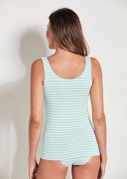 Viscose hemd met kant - mintgroen / gebroken wit / gestreept - Gr. 44 van Goldner Fashion