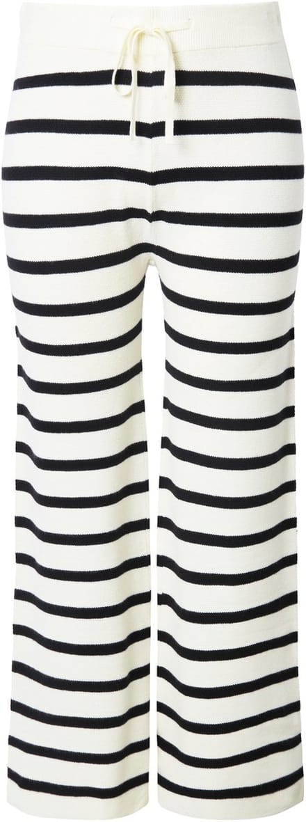 Studio Untold - Dames - Gebreide broek straight legs strepen - Off-white - Maat 58+
