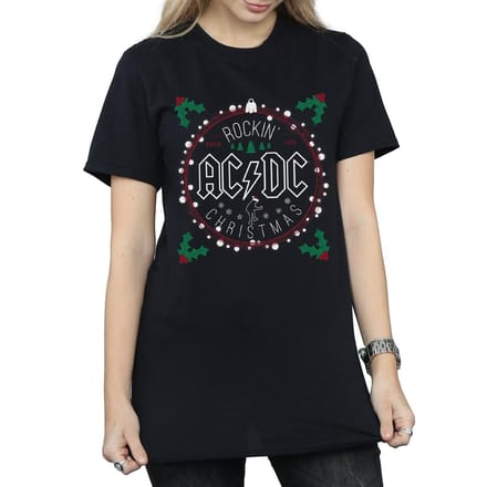 AC/DC Dames/Dames Kerstmis Cirkel Katoenen Vriendje T-shirt (Zwart)