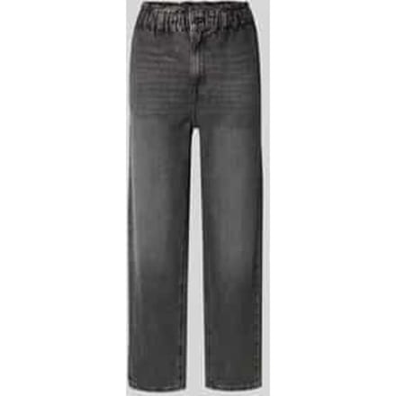 Jeans met elastische band in used-look