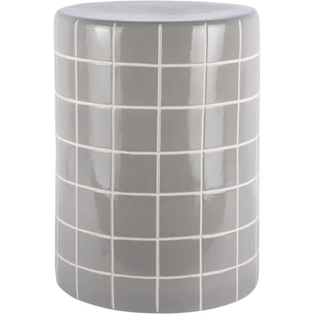 Leitmotiv Bijzettafel Retro Tiles High - Lichtgrijs - Ø33cm - Modern