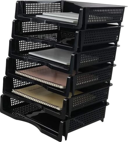 Online Europe Postbakje Zwart set van 6 stuks, Opening 32cm x 25cm x 7,2cm (C14)