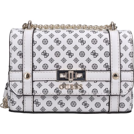 GUESS Schoudertas Handtas Emilee Mini Convertible Crossbody Flap Stone Logo Crème
