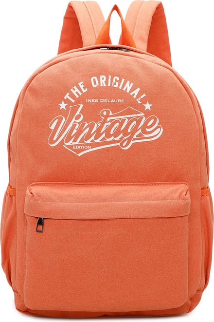 Ines Delaure - Canvas Rugzak - "Vintage" - oranje