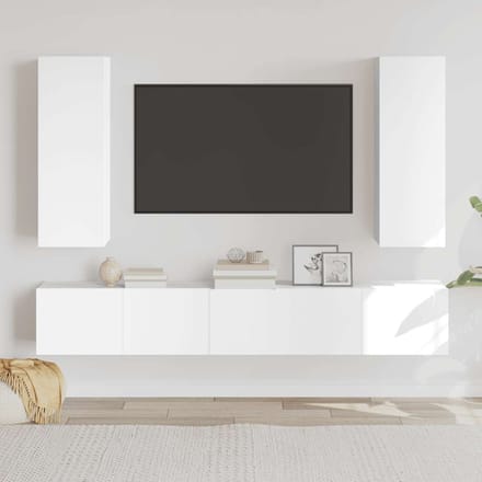 vidaXL - 5-delige - Tv-meubelset - bewerkt - hout - wit