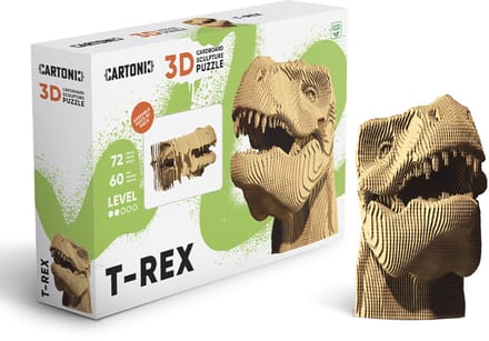 CARTONIC- T-Rex- 3D Puzzel-Speelgoed- Puzzel-DIY- Creatief- Karton- Kinderen en volwassen- 3D- puzzel-