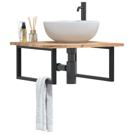 vidaXL - Badkamer - wandschap - staal - en - massief - acaciahout