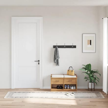 vidaXL - Vloerkleed - wasbaar - 80x300 - cm - lichtbeige