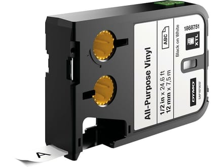 DYMO XTL multifunctionele labels van vinyl | 12 mm x 7 m | zwart op wit