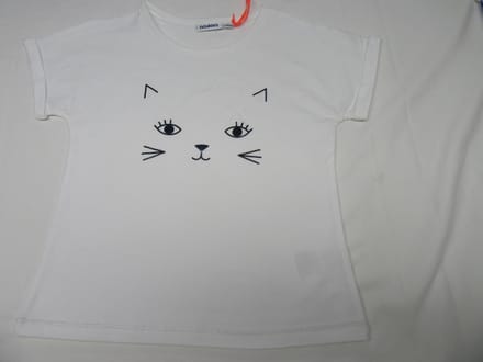 noukie's , meisje , t-shirt korte mouw , wit , poes , 4 jaar - 4 jaar