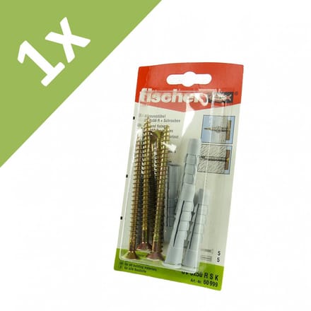 Fischer Universal plug with screw UX 8x50 RSK (5 Content plugs & 5 screws) # 60999  - 1) 1 Pck. (5 Dübel+Schrauben)