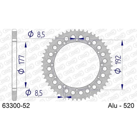 Aluminium tandwiel achter Afam 520 52 dents