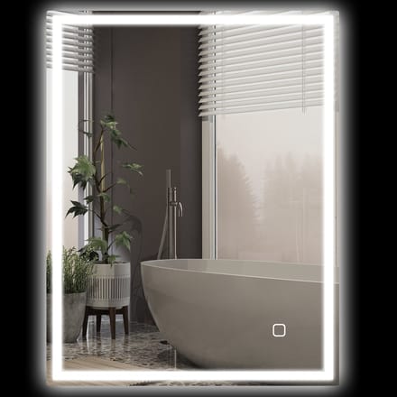 HOMCOM badkamerspiegel - gehard glas - 90×70×4 cm - zilver