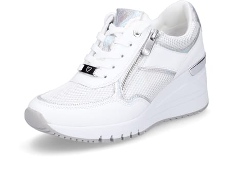Marco Tozzi Dames Sneaker - 23743-197 Wit/Zilver - Maat 40