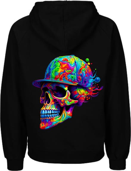 Hoodie colorful-Dames-Skull-Zwart-Maat S